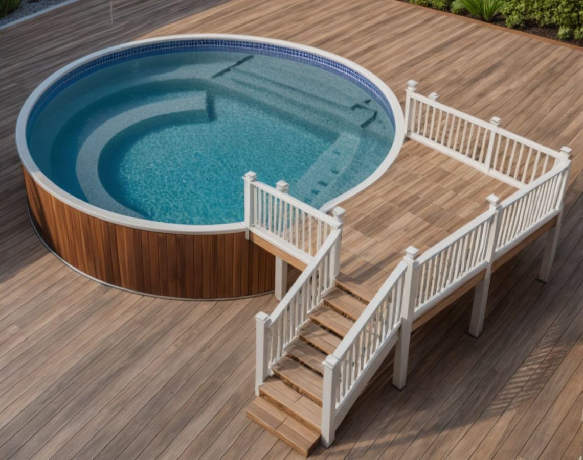Customizable 10-12 Pool Deck 21 Round Pool Blueprint With Material List ...