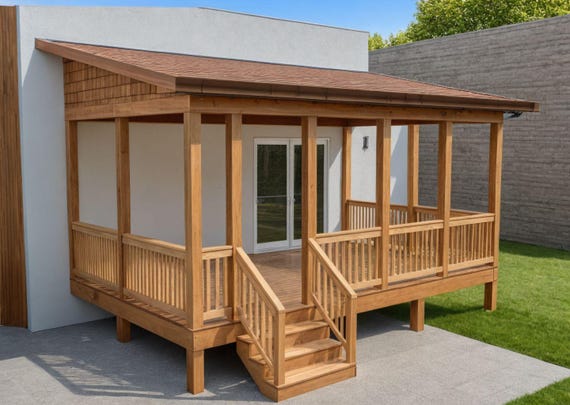 20x12 Porch Deck Plans with Material List | DIY Patio Blueprint |