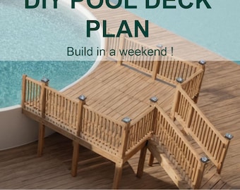 Customizable 10-12 Pool Deck 30 Round Pool Blueprint with Material List, Cost Estimate.