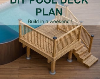 Customizable 8-10 Pool Deck Blueprint with Material List, Cost Estimate.