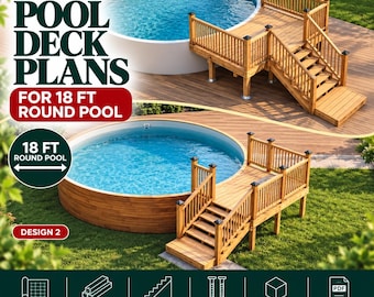 18 FT Round Pool Deck Plans | DIY Permit Ready (Digital Download)