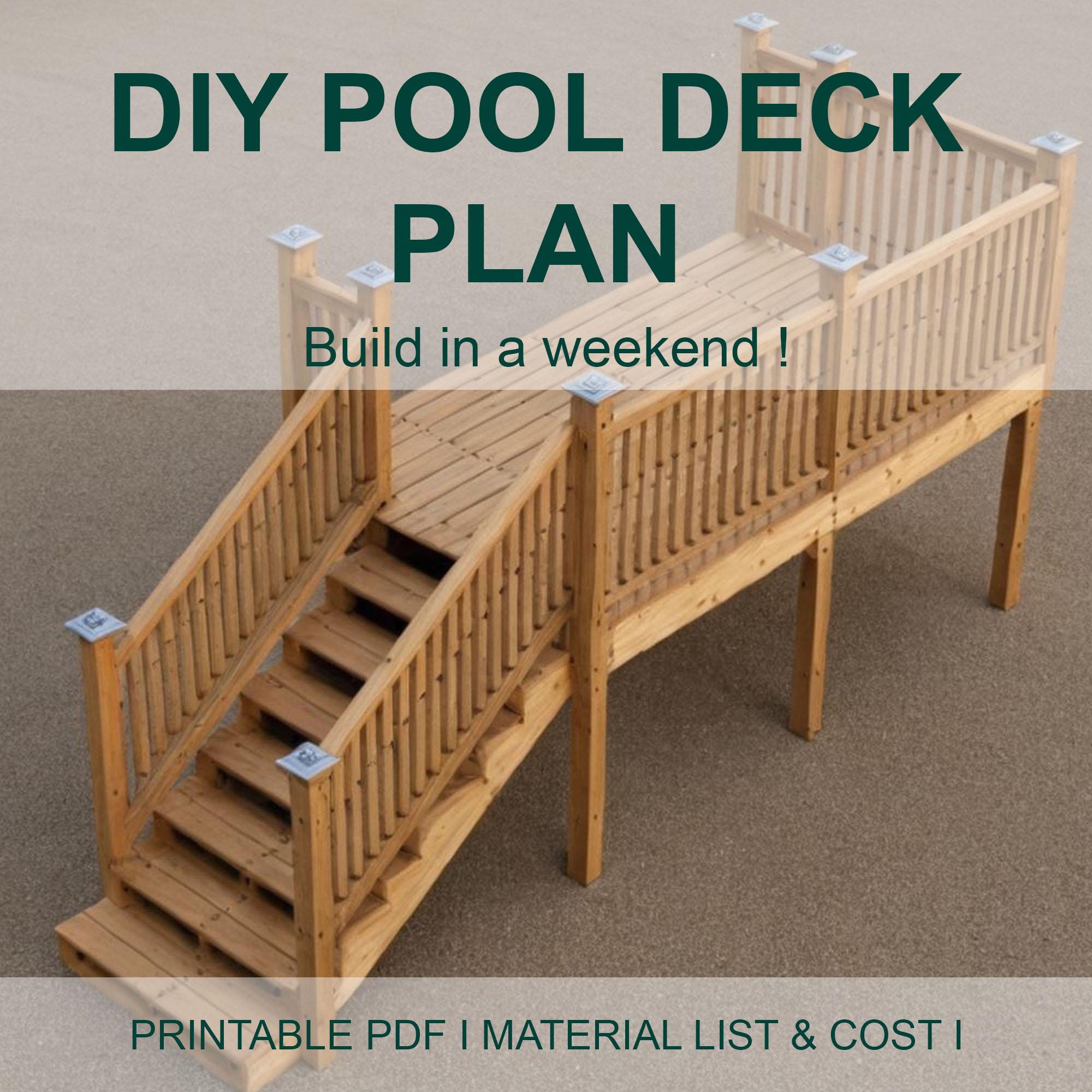 Customizable 6-10 Pool Deck Blueprint with Material List, Cost Estimate.