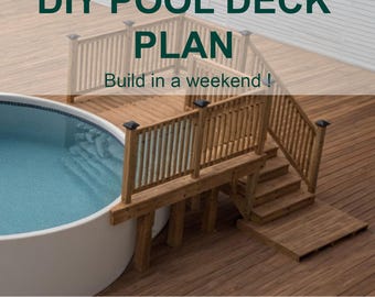 Pool Deck Blueprint for 15' Round Pool, Material List & Cost (PDF)