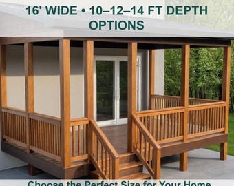 16 ft Wide Porch Deck Plans – 3-in-1 Blueprint Bundle (PDF Download)