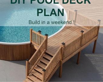Customizable 8-12 Pool Deck 24 Round Pool Blueprint with Material List, Cost Estimate.