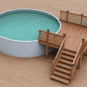 Plans de terrasse de piscine à faire soi-même de 10 pi x 12 pi, plans de terrasse de piscine ronde de 18 pi, liste des matériaux et estimation du coût