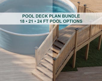 Round Above Ground Pool Deck Plans Bundle – 18, 21, 24 ft (PDF Download)