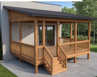 18x14 Porch Deck Plans with Material List | DIY Patio Blueprint |