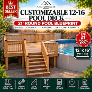 12x16 Pool Deck Plans | DIY Blueprint, Material List (Instant Download)