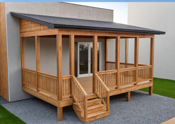 20x12 Porch Deck Plans with Material List | DIY Patio Blueprint |