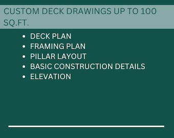 Custom Deck Design Plans: Up to 100 sq.ft