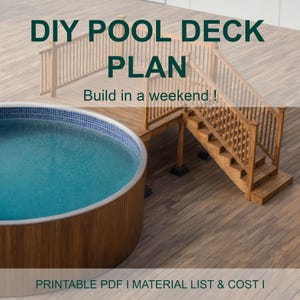 Customizable 8-8 Pool Deck 15 Round Pool Blueprint with Material List, Cost Estimate.