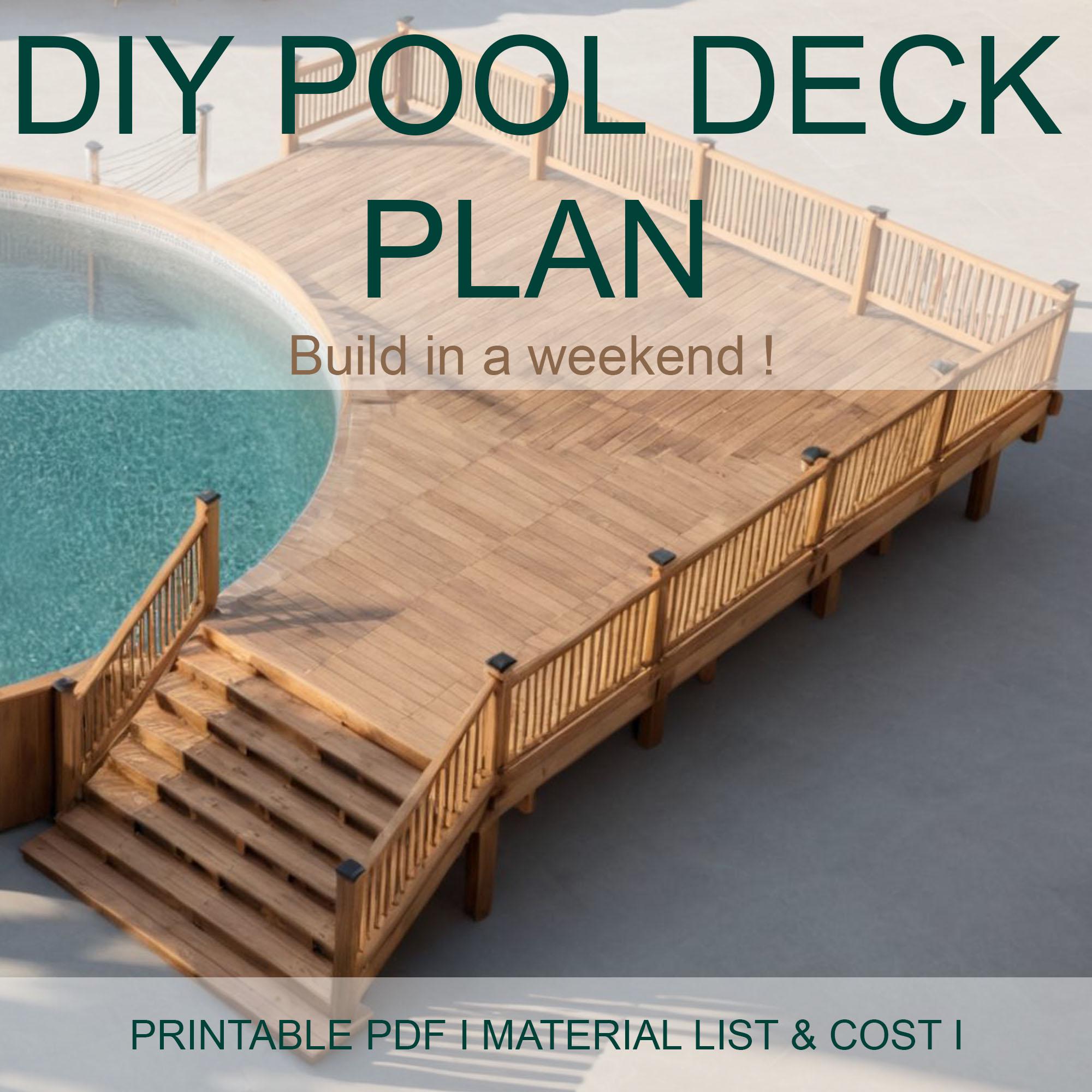 Customizable 25-25 Pool Deck 30 Round Pool Blueprint with material list and cost estimate