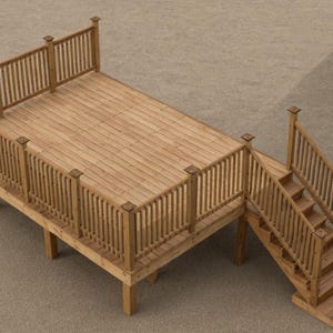 Plan personnalisable de la terrasse de la piscine 12-16 ans avec liste des matériaux, estimation des coûts.