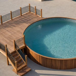 Plan de piscine rond de 25 à 17 ans personnalisable, 27 piscines rondes avec liste des matériaux, estimation des coûts.