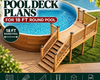 18 ft Round Pool Deck Plan 2026, Custom Pool Deck Blueprint, Permit Ready Above Ground Pool Deck Design