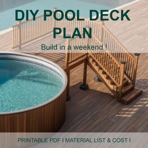 Customizable 8-8 Pool Deck 21 Round Pool Blueprint with Material List, Cost Estimate.