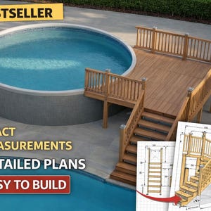Customizable 10-12 Pool Deck 18 Round Pool Blueprint with Material List, Cost Estimate