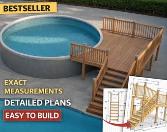Customizable 10-12 Pool Deck 18 Round Pool Blueprint with Material List, Cost Estimate