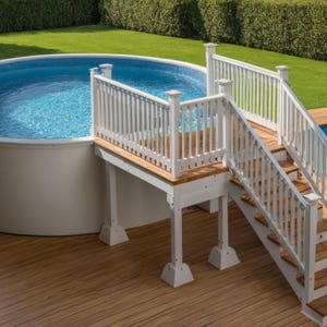 Plan de terrasse de piscine 5 × 6 personnalisable avec liste de matériaux, estimation des coûts