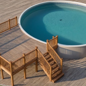 Plan de piscine personnalisable de 30 piscines rondes pour 16-16 ans avec liste de matériaux et estimation des coûts.