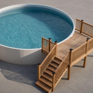 Plans de terrasse de 8 pi x 12 pi pour une piscine ronde de 24 pi (54 po. de hauteur) – Dessins de terrasse à faire soi-même, liste des matériaux et estimation des coûts