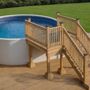 Plans de terrasse de piscine bricolage de 5 pi 6 po. (54 po. de hauteur), plans détaillés, liste des matériaux et estimation des coûts