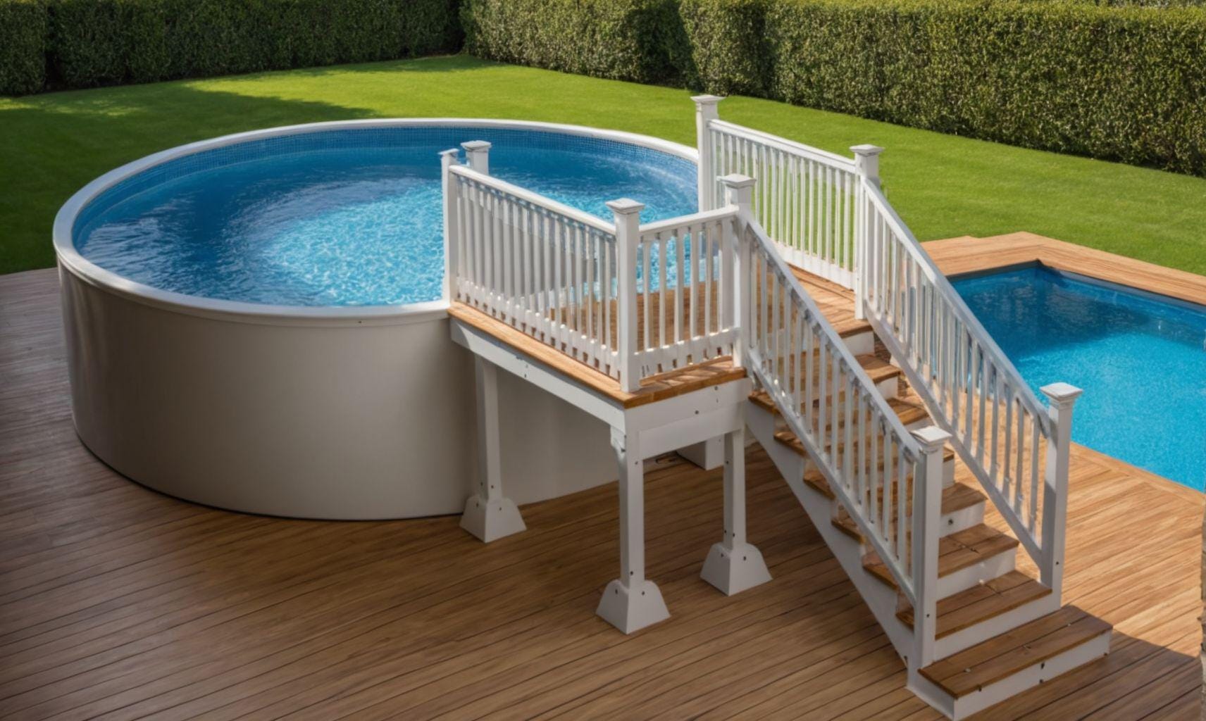 DIY Pool Deck Plan für oberirdischen Pool | Einfaches Wochenendprojekt | Deck Bauplan PDF Download | Modernes Gartendeck-Design