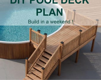 Planos para terraza de piscina de 2026, 8x12 pies, para piscina redonda de 24 pies / Planos para terraza personalizada para bricolaje, lista de materiales y estimación de costos, PDF listo para permisos