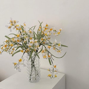 Artificial Starry Night Orchid Single Stem – faux orchid silk flower, lifelike orchid single stem, tall faux orchid for arrangements