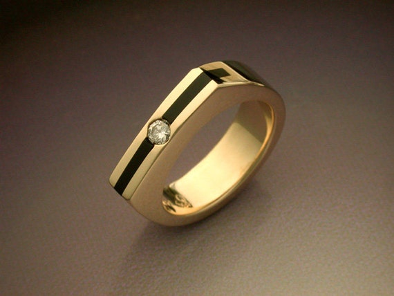 14k gold Black Jade and Diamond woman's ring