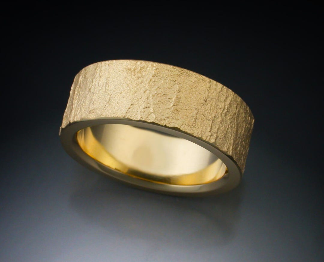 Uniquely Textured 18K Gold Wedding Band - Etsy