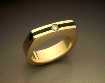 14k gold Black Jade and Diamond woman's ring