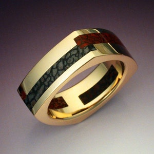 Multi-inlay Gem Dinosaur bone ring