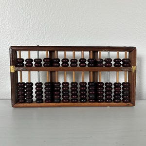 Vintage Chinese Abacus: Wood and Brass, Hong Kong Decor