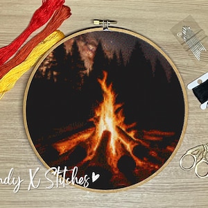 Camp Fire Cross Stitch Pattern Instant PDF Download