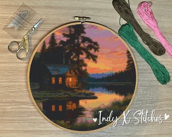 Cabochon am See Kreuzstichmuster Sofort-PDF-Download