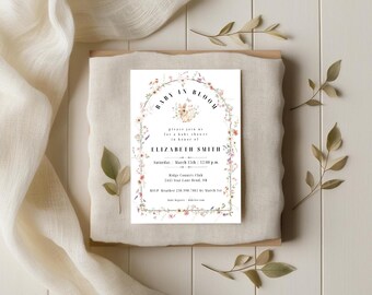 Baby in Bloom Baby Shower Invitation | Soft Floral Baby Shower Invite | Editable Canva Template | Instant Download | Pastel Floral Design