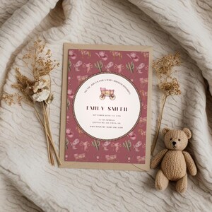 Chic Western Baby Shower Invitation - Editable Pink Theme - Digital Download