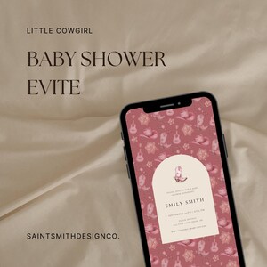 Little Cowgirl Baby Shower Invitation | Western Baby Shower Evite | Digital Invitation | Editable Template | Instant Download