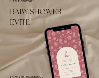 Little Cowgirl Baby Shower Invitation | Western Baby Shower Evite | Digital Invitation | Editable Template | Instant Download