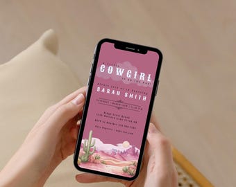 Little Cowgirl Baby Shower Invitation | Western Baby Shower Evite | Digital Invitation | Editable Template | Instant Download