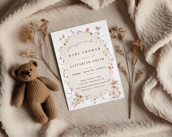 Baby in Bloom Baby Shower Invitation | Soft Floral Baby Shower Invite | Editable Canva Template | Instant Download | Floral Design