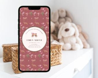 Little Cowgirl Baby Shower Invitation | Western Baby Shower Evite | Digital Invitation | Editable Template | Instant Download