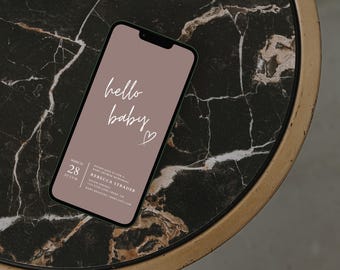 Neutral Hello Baby Shower Invitation | Modern Digital Evite | Editable Canva Template | Instant Download | Neutral Aesthetic | Minimalist