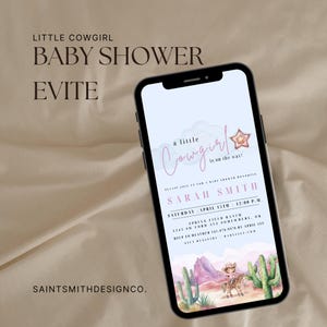 Little Cowgirl Baby Shower Invitation | Western Baby Shower Evite | Digital Invitation | Editable Template | Instant Download