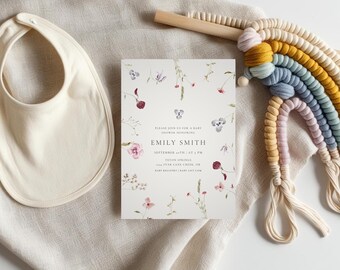 Floral Baby Shower Invitation Template | Editable Digital Download