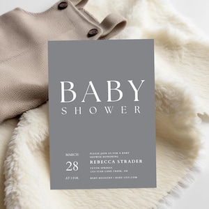 Modèle d'invitation de baby shower minimaliste moderne | Téléchargement numérique modifiable | Conception d'invitation de baby shower neutre en termes de genre