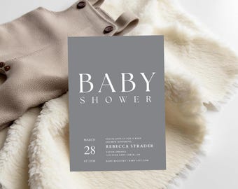 Modern Minimalist Baby Shower Invitation Template | Editable Digital Download | Gender Neutral Baby Shower Invite Design