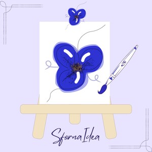 Fiortillo - Fiore Digitale Stilizzato Blu - File Scaricabile per Creazioni e Stampe